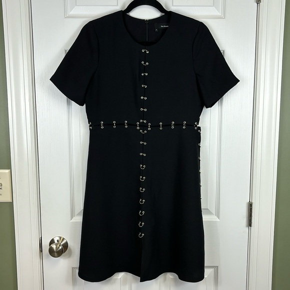 The Kooples black crepe chain link mini dress sz med - Picture 3 of 9